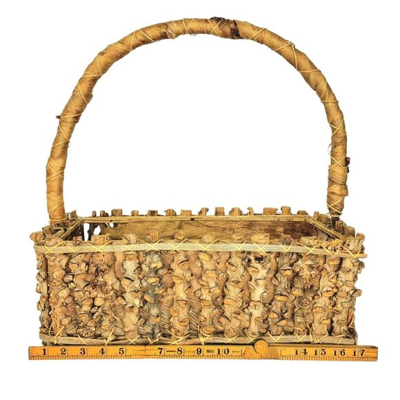 VTG Native Primitive Woven Wood Bark Twig Branch Husk Harvesting Fruit Basket - Picture 7 of 8